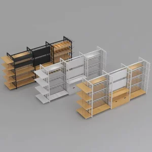Customized Gondola Shelving Retail Shop Wine Shopping Mall Wooden and Metal Supermarket Shelves