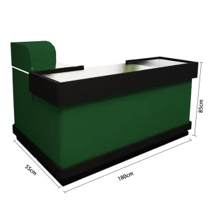 Customized Green Supermarket Checkout Counter Made of Stainless Steel for Quick Checkout
