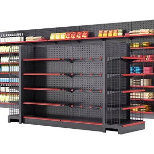 Customized Grocery Store Gondola Shelving Double Sided Supermarket Shelves Metal Display Rack Supermarket Shelf Display Stand
