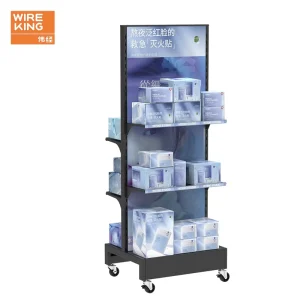 Customized Height-Adjustable Metal Display Rack Boutique Rack Wheel Movable Double-Sided for Store Display Rack
