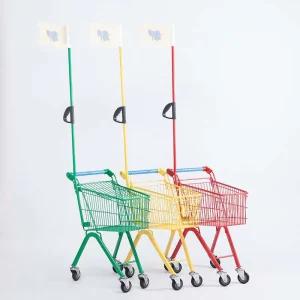 Customized Kids Shopping Trolleys Supermarket Metal Carts with Plastic Platform for Children