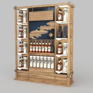 Customized Liquor Store Shelving Furniture Freestanding Wine Display Cabinet Grocery Store Display Racks Floor Standing Custom