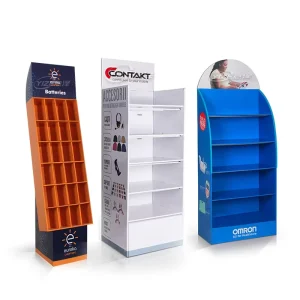 Customized Logo Retail Point of Sales POS Cardboard Floor Display Stand POP 4 Tier Paper Shelf Rack for Health Supplements
