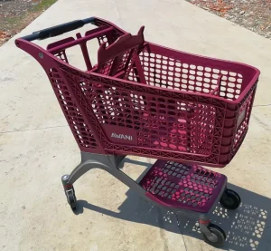 Customized Logos Unfoldable Plastic Shopping Cart Lightweight Hand Push Cart with Universal Wheels