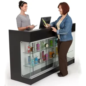 Customized MDF Supermarket Cashier Table Contemporary Design Checkout Counter for Retail Store