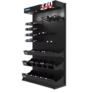 Customized Metal Retail Pegboard Gondola Shelving Black