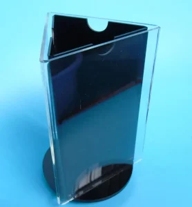 Customized Modern Perspex Three Sided Rotating Menu Holder for A6 Cards Advertising Sign Holder for Retail Use