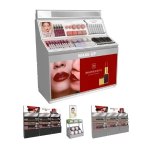 Customized Modern Premium Makeup Display Fixtures with LED Lighting for High End Cosmetic Stores