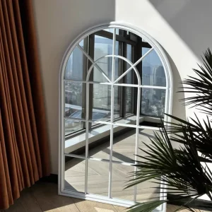 Customized OEM Farmhouse Classic Black Wrought Iron Window Wall Mirrors for Living Room Home Decor CE