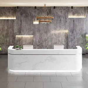 Customized Office Fashion Simple Luxury Marble Painted Reception Mobile Coffee Shop Checkout Counters