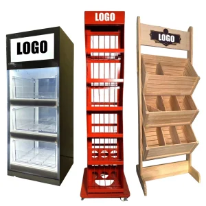 Customized Pop Display Stand Metal and Acrylic with Wooden Base for Brand Marketing Shop Retail Display Rack