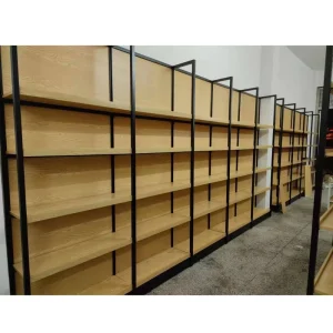 Customized Retail Store Gondola Shelving Wooden Display Shop Wood Shelves Supermarket