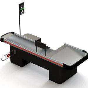 Customized Size Conveyor Belt Supermarket Checkout Counter With Front Auto Machine