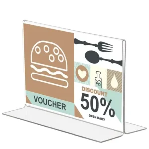 Customized Size Supermarket Menu Price Table Sign Holder Transparent Polystyrene T Shaped Photo Frame Double Sided Display Stand