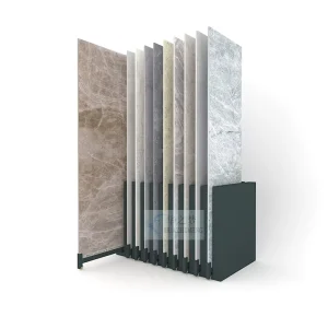 Customized Slots Ceramic Tile Rack Display Stand Sliding Stone Quartz Displays Racks PVC Flooring Display Rack for Showroom