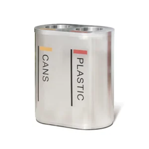 Customized Stainless Steel Recycling Bin 2 Compartments Dustbin for Shopping Mall School