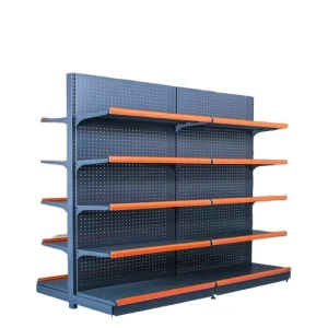 Customized Steel Metal Rack Display Shelving Black Double Side Gondola Supermarket Shelf Convince Retail Shelving