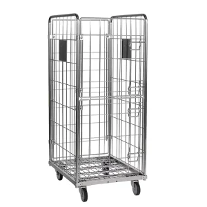 Customized Steel Trolley Euro Mesh Steel Roll Cage Powder Coated Space Saving Material Handling Container Manufacturer