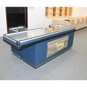 Customized Supermarket Checkout Counter Made of Stainless Steel Featuring Quick Checkout and Cash Drawer