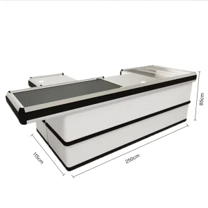 Customized Supermarket Checkout Counter Made of Stainless Steel Featuring Quick Checkout and Cash Drawer