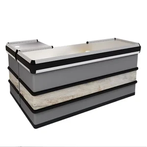 Customized Supermarket Checkout Counter Made of Stainless Steel Featuring Quick Checkout and Cash Drawer