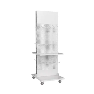 Customized Supermarket Display Stand Grocery Store Metal Shelf Rack Moveable with Wheels Display Stand