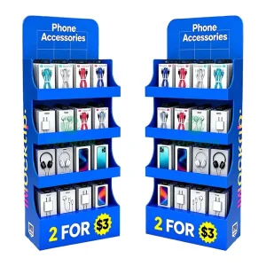 Customized Supermarket Retail Store PVC Display Stand 4 Tier PVC Display Rack Mobile Phone Accessories