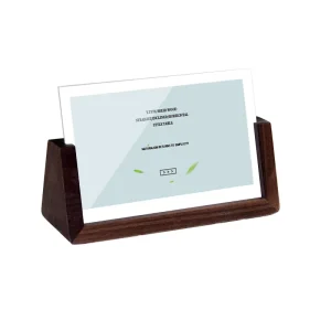 Customized Tabletop Wooden Frame Rotating Removable Recyclable Mini Menu Holder Sign Stand Retail Display