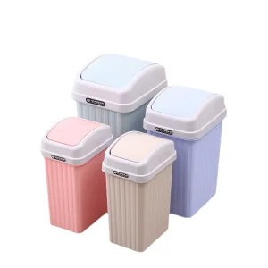 Customized Toilet Garbage Can 8L Bathroom Dustbin Plastic Rectangular Waste Bin Swing Lid