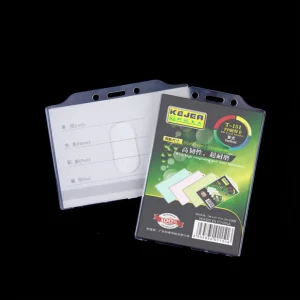 Customized Transparent PP Hard Plastic Card Holder Double Side Badge Holder for Business