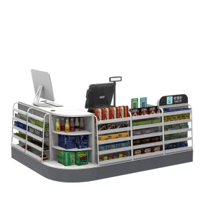 Customized Wooden Checkout Counter Cashier Supermarket Convenience Store Checkout Counter Grocery Check Out Table
