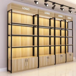 Customized Wooden Gondola Supermarket Shelf Single Sided Display Rack Pharmacy Convenience Store Display Rack