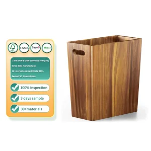 Customized Wooden Trash Bin high quality Eco Friendly Storage Bin for Uncovered Kitchen and Hotel Usecustomizable logo Available