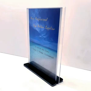 Customs Clear Acrylic Menu Card Stand Display T Shape Plastic Table Top Sign Holder Postcard Photo Holder