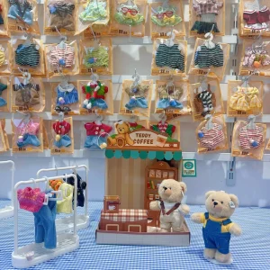 Cute Teddy Coffee Shop Blind Box Handmade Collection Mini Store Display Stand BJD/OB Doll House Supporting Ornaments