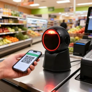 DBS 1000 Desktop 2D Barcode Scanner QR Code Reader Mobile Screen Scanning for Retail POS Checkout Cashier Counter