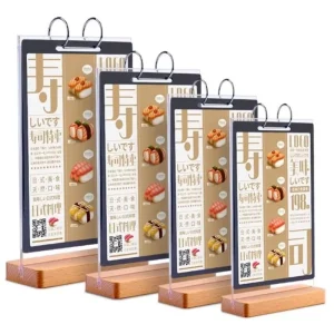 DL Acrylic and Wooden Modern Minimalist Menu Sign Card Holder Store Display Retail Use Perspex