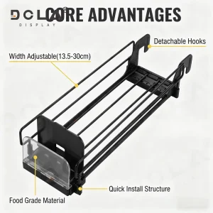 DOLADISPLAY Adjustable Width Shelf Pusher Detachable Hooks Self Facing Pusher for Retail Store Supermarket Display