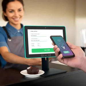 Desktop 10.1 Inch Touch Screen Tablet Android 11 Commercial Signage POS Checkout Counter Edge with Light for Restaurant Payments