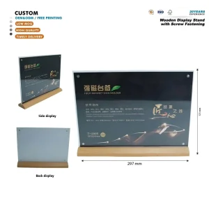 Desktop Sign Holder Solid Wood Base Magnetic Clear Acrylic Display Stand for Retail Price List