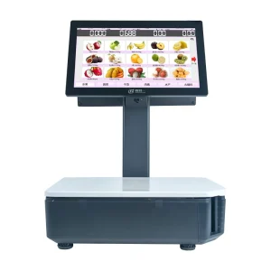 Digital Supermarket Scale Dual 15.6″ Touch Screen AI Label POS Scale AI Camera 0.1g Accuracy OEM ODM Fresh Food Market
