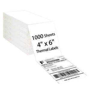 Direct Thermal Stack Labels 4×6 Inch Glossy Stickers Strong Adhesive for Supermarket Shipping Use Free Carton Packaging
