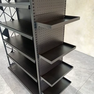 Display Gondola Supermarket Shelf High Quality Fashion White Metallic Steel Store Heavy Layer SETS Rack