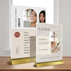 Display Stand with Transparent Acrylic Sign Holder Factory Table Menu Price Tag Brochures Paper Posters