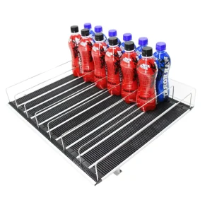 Display System Refrigerator Freezer Shelf Divider Plastic Shelf Roller Glides LED Light Customizable Size Supermarket Vending
