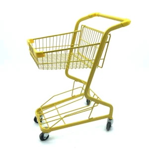 Double Basket Supermarket Shopping Trolley Cart Metal Powder Coated with Steel Wire for Grocery Stores