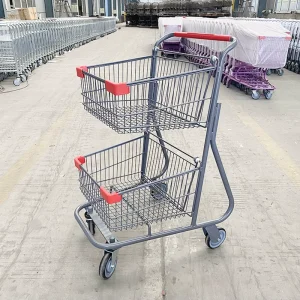 Double Baskets Unfoldable Shopping Trolley Cart