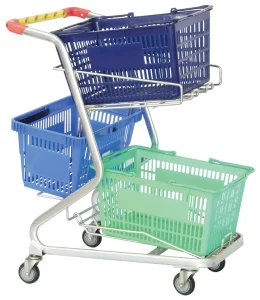 Double Decker Supermarket Shopping Trolley Grocery Shopping Cart for Sale