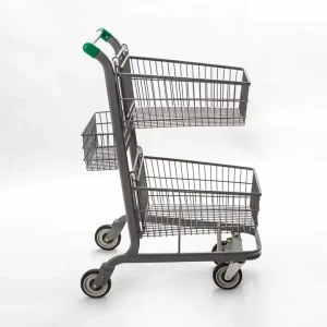 Double Layer Basket Supermarket Shopping Trolley Cart