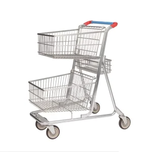 Double Layers Supermarket Trolleys Shopping Cart
